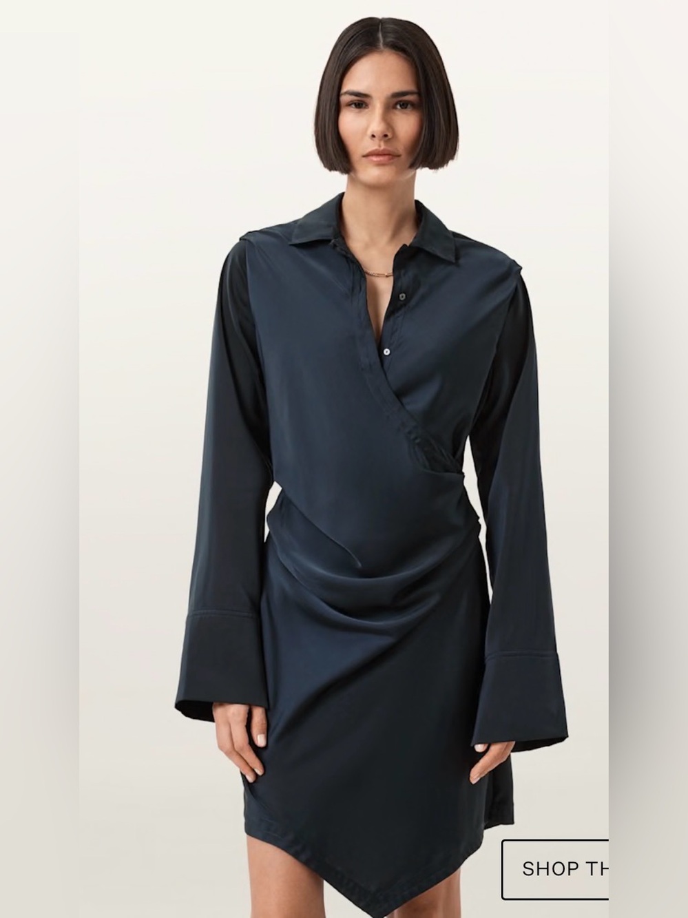 Allsaints‎ women’s 0 tira satin mini dress collegiate blue assymetrical drapey